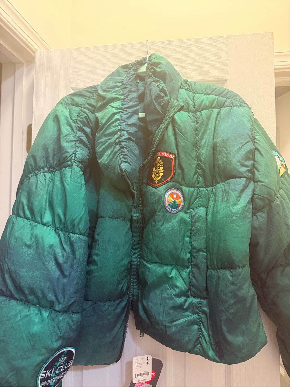 FP Movement by Free People Green Quilted Ski Puffer Jacket with Patch Details